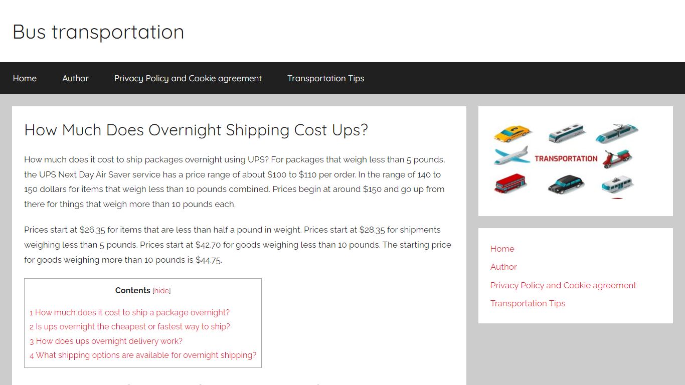 How Much Does Overnight Shipping Cost Ups? - Bus transportation